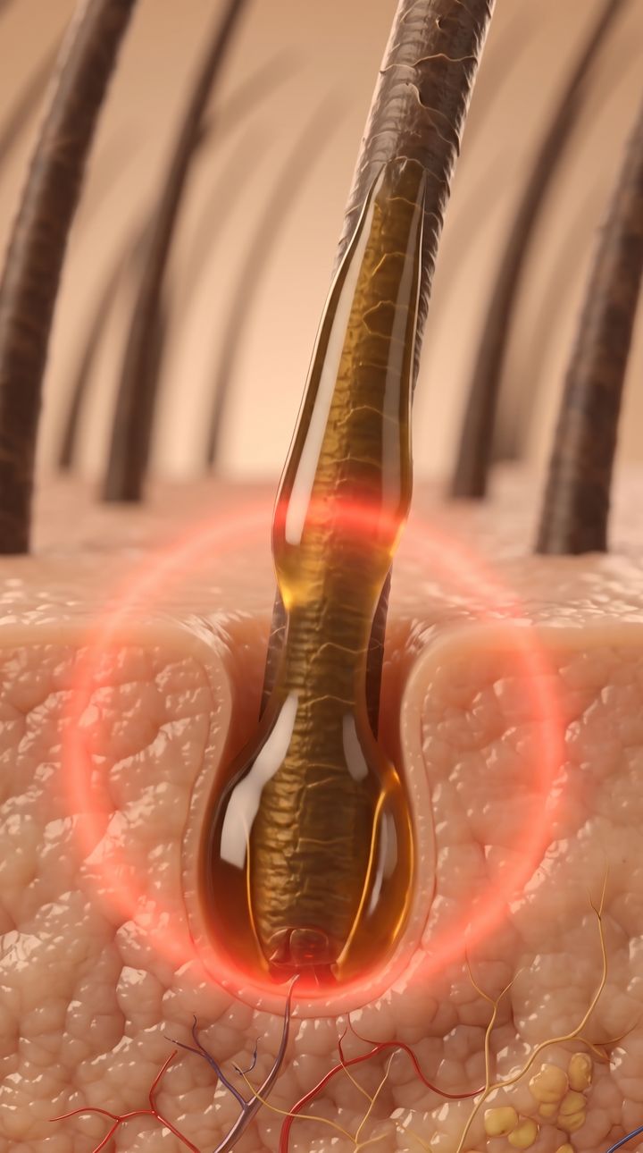 3D close-up of a hair follicle